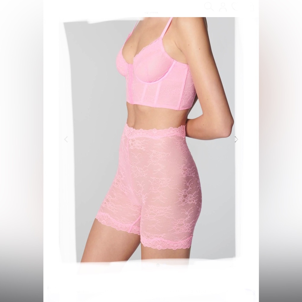 Florence by mills pink cotton candy sheer LACE CRUSH shorts size small brand new